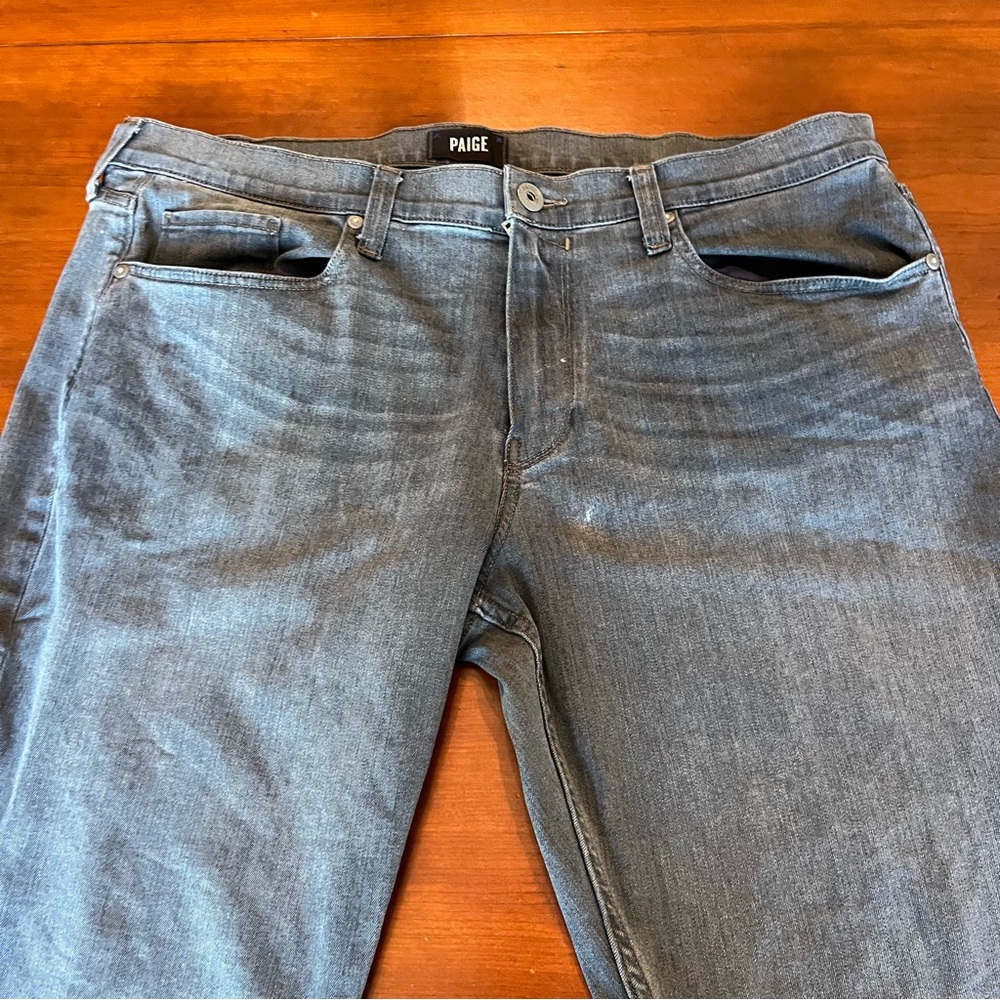 PAIGE Federal Men's Charcoal Gray Slim Straight Fit Cotton Jeans Size 36 - Picture 14 of 15